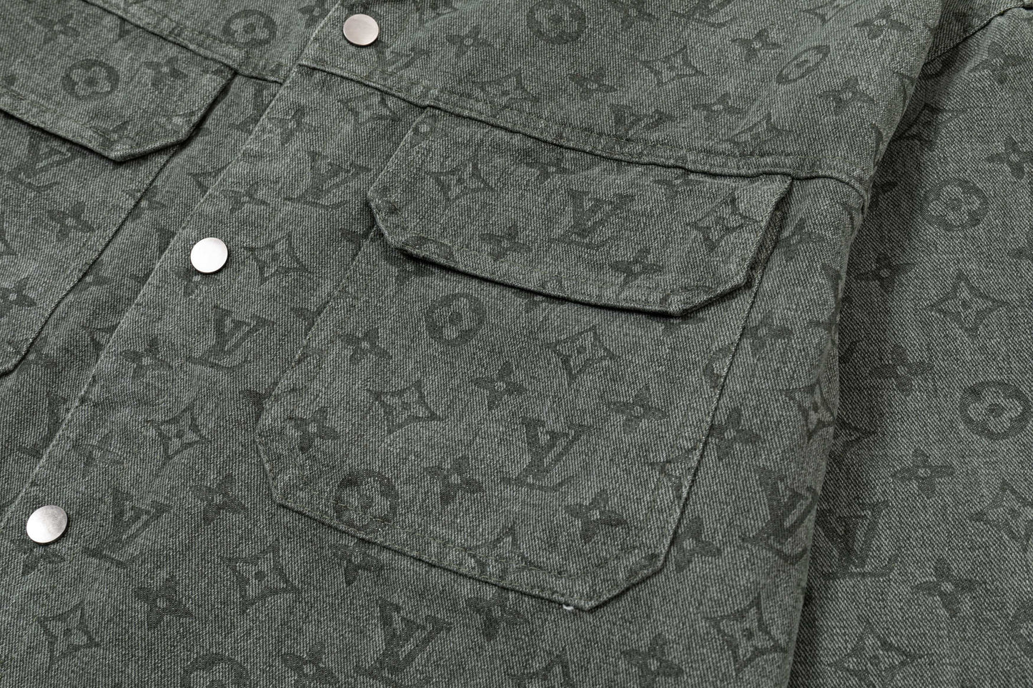 250930 New high-quality jacquard full-print denim long-sleeved shirt