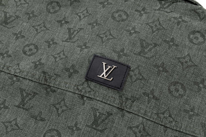 250930 New high-quality jacquard full-print denim long-sleeved shirt