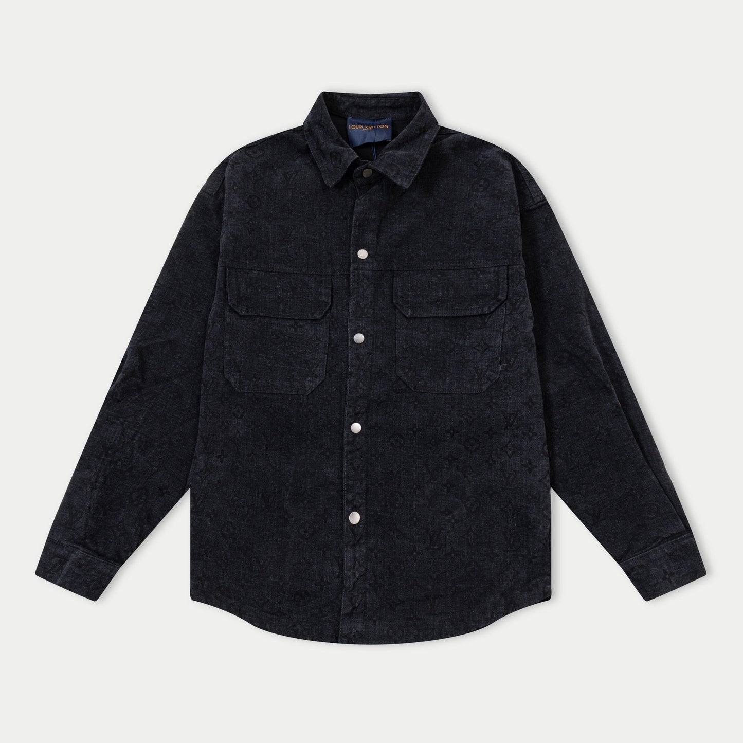 250930 New high-quality jacquard full-print denim long-sleeved shirt