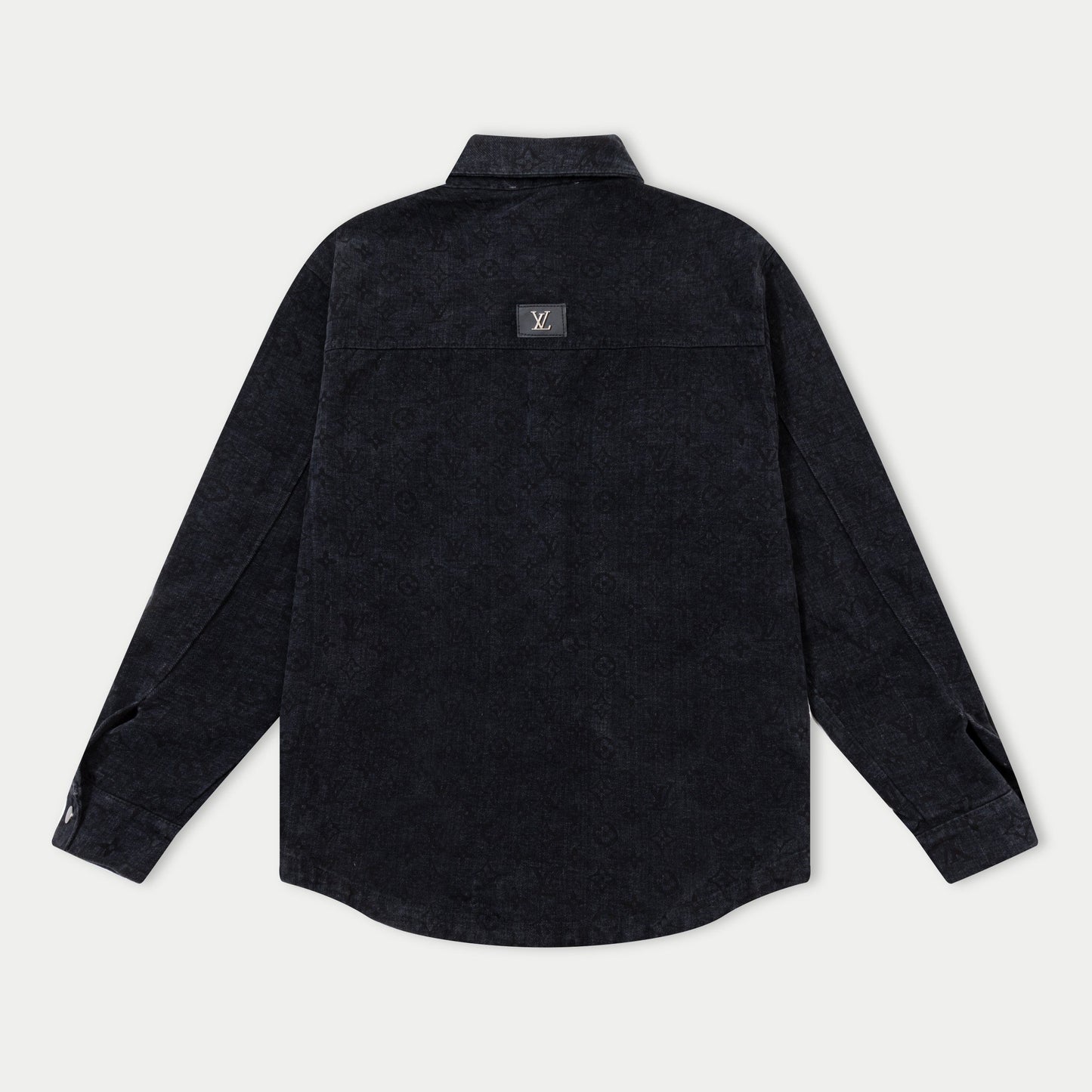 250930 New high-quality jacquard full-print denim long-sleeved shirt