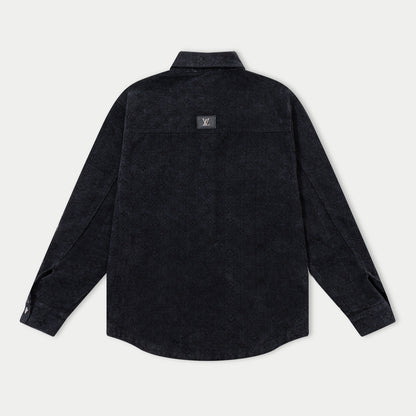 250930 New high-quality jacquard full-print denim long-sleeved shirt