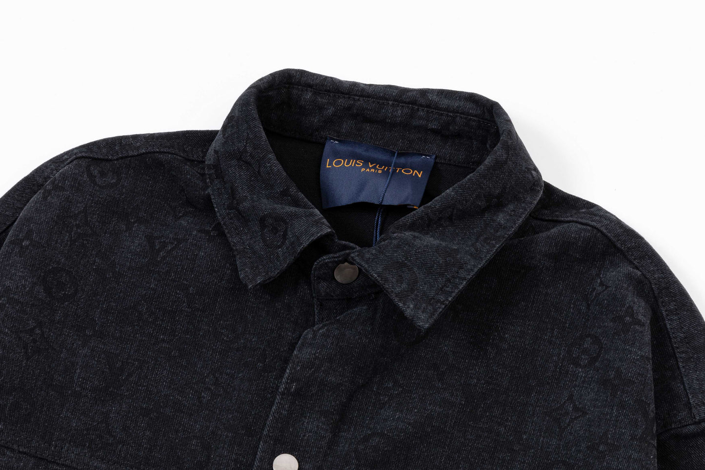 250930 New high-quality jacquard full-print denim long-sleeved shirt