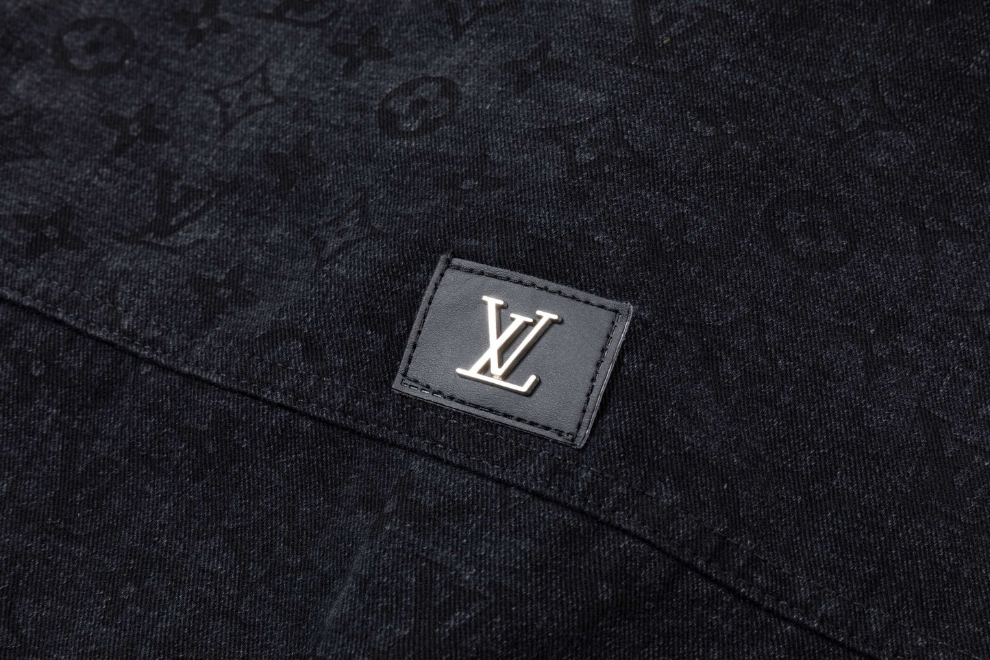 250930 New high-quality jacquard full-print denim long-sleeved shirt