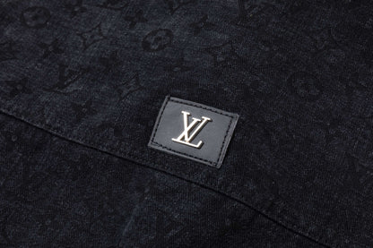 250930 New high-quality jacquard full-print denim long-sleeved shirt