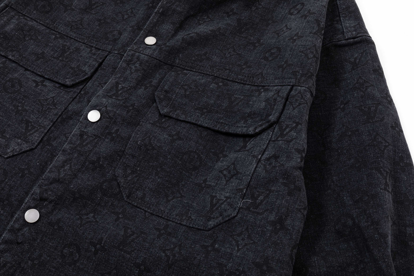 250930 New high-quality jacquard full-print denim long-sleeved shirt