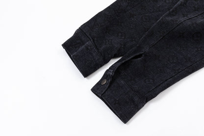 250930 New high-quality jacquard full-print denim long-sleeved shirt