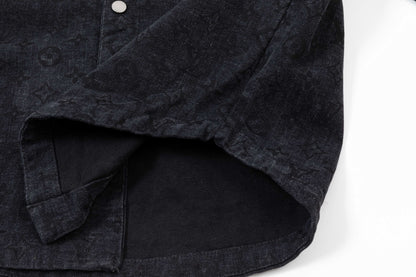 250930 New high-quality jacquard full-print denim long-sleeved shirt