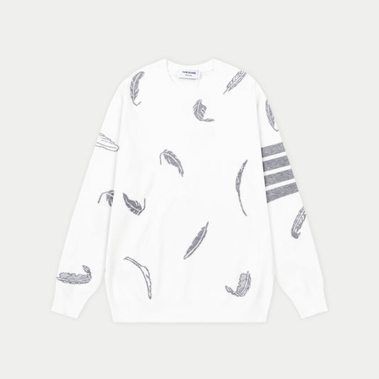 250930 New high-quality wool round-neck sweater with feather design