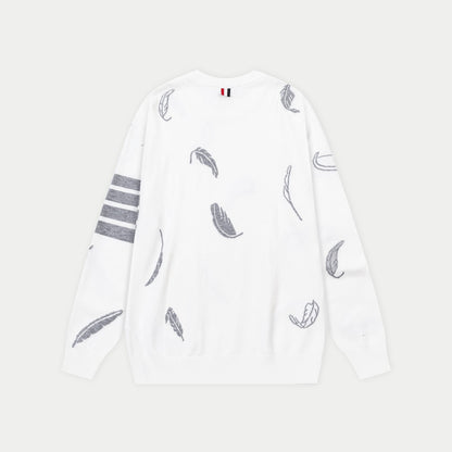 250930 New high-quality wool round-neck sweater with feather design