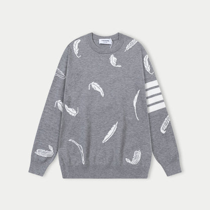 250930 New high-quality wool round-neck sweater with feather design