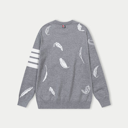 250930 New high-quality wool round-neck sweater with feather design