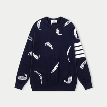 250930 New high-quality wool round-neck sweater with feather design