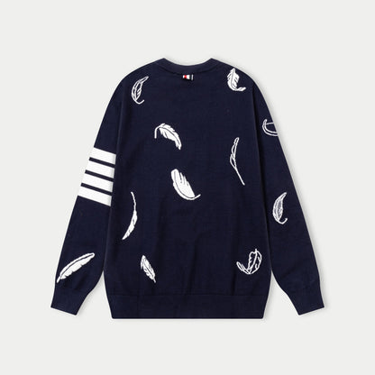 250930 New high-quality wool round-neck sweater with feather design