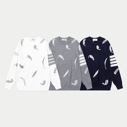 250930 New high-quality wool round-neck sweater with feather design