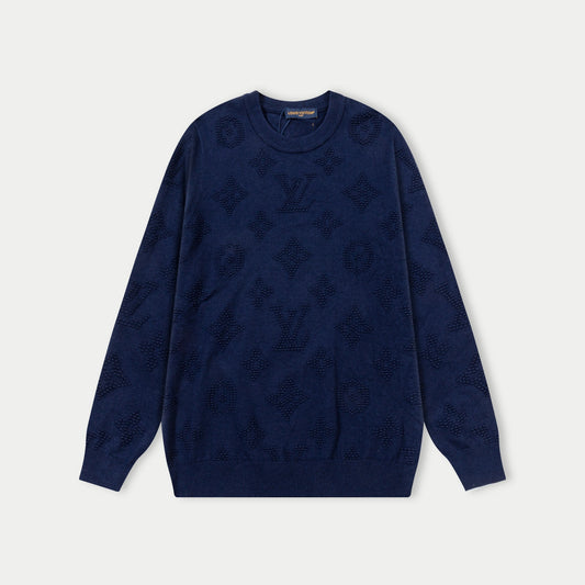 250930 New high-quality full-printed wool round-neck sweater