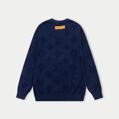 250930 New high-quality full-printed wool round-neck sweater