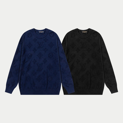250930 New high-quality full-printed wool round-neck sweater