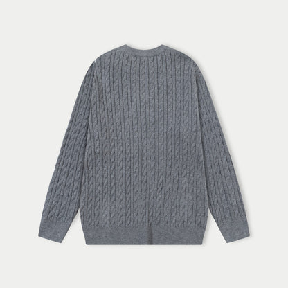 250930 new high-quality half-sided full-print wool round-neck sweater