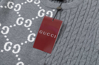 250930 new high-quality half-sided full-print wool round-neck sweater