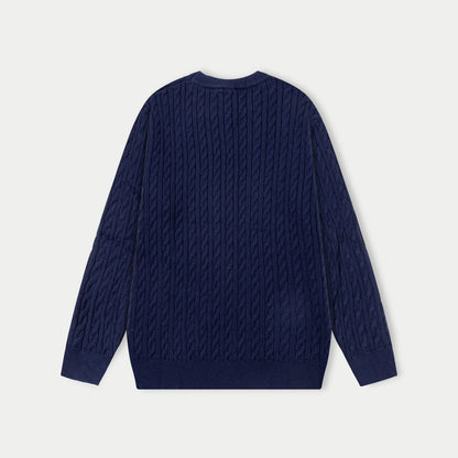 250930 new high-quality half-sided full-print wool round-neck sweater