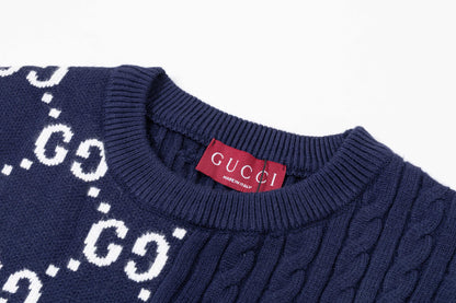 250930 new high-quality half-sided full-print wool round-neck sweater