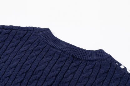 250930 new high-quality half-sided full-print wool round-neck sweater