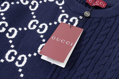 250930 new high-quality half-sided full-print wool round-neck sweater