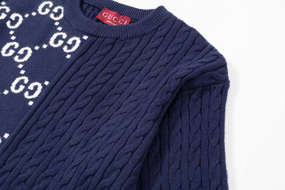 250930 new high-quality half-sided full-print wool round-neck sweater