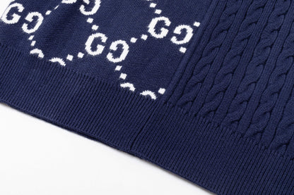 250930 new high-quality half-sided full-print wool round-neck sweater