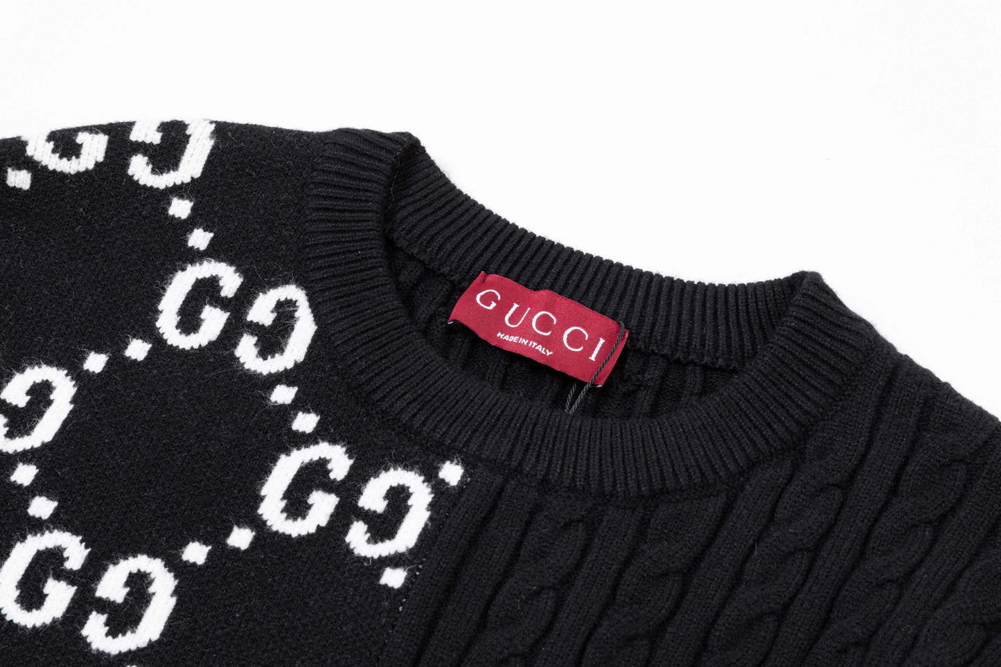 250930 new high-quality half-sided full-print wool round-neck sweater