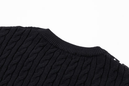 250930 new high-quality half-sided full-print wool round-neck sweater