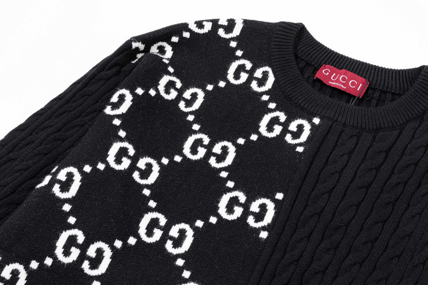 250930 new high-quality half-sided full-print wool round-neck sweater