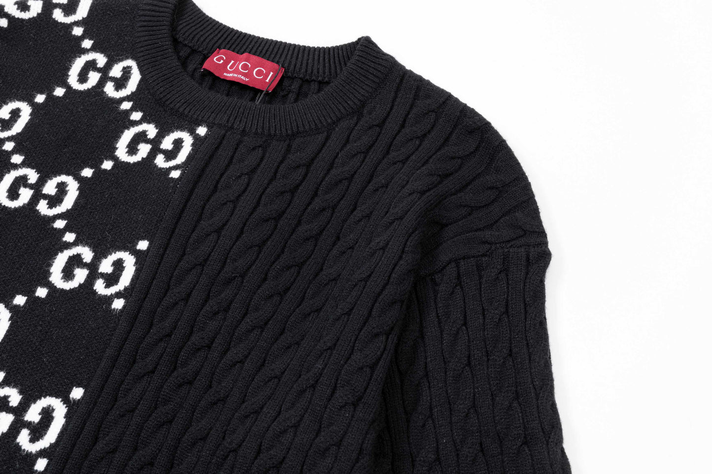 250930 new high-quality half-sided full-print wool round-neck sweater