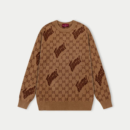 250930 New high-quality and distinctive full-printed wool round-neck sweater