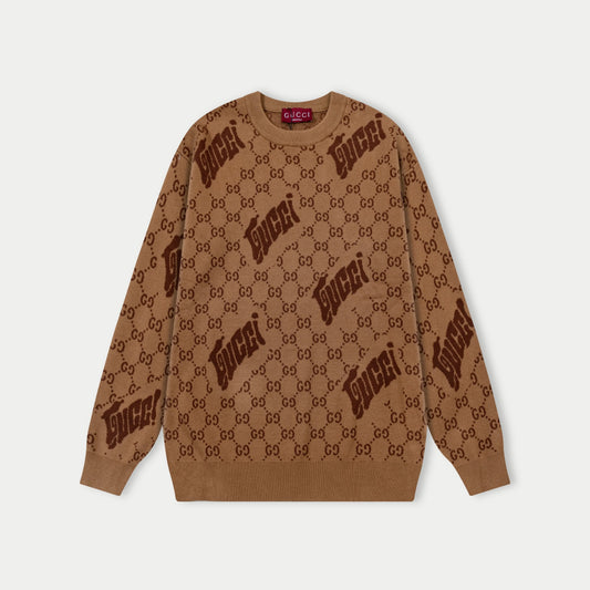 250930 New high-quality and distinctive full-printed wool round-neck sweater