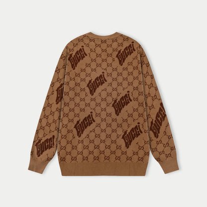 250930 New high-quality and distinctive full-printed wool round-neck sweater