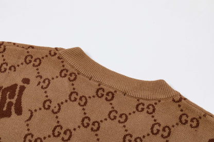 250930 New high-quality and distinctive full-printed wool round-neck sweater