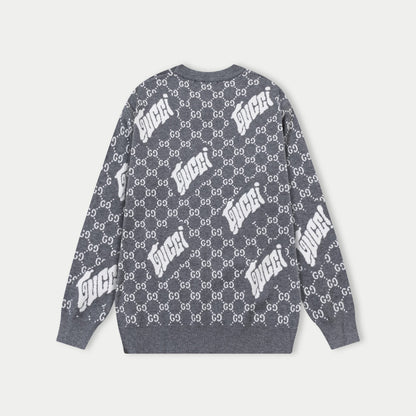 250930 New high-quality and distinctive full-printed wool round-neck sweater