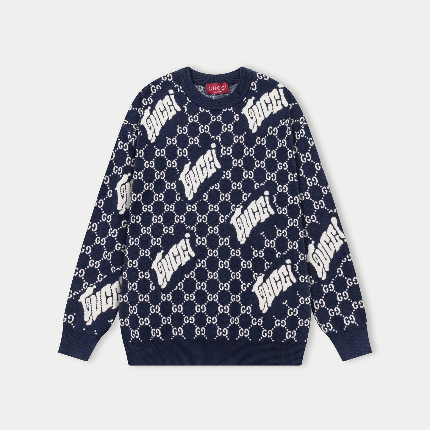 250930 New high-quality and distinctive full-printed wool round-neck sweater