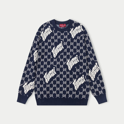 250930 New high-quality and distinctive full-printed wool round-neck sweater