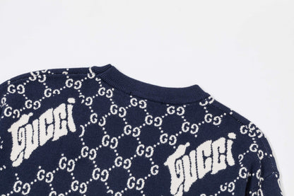 250930 New high-quality and distinctive full-printed wool round-neck sweater