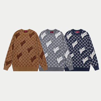 250930 New high-quality and distinctive full-printed wool round-neck sweater