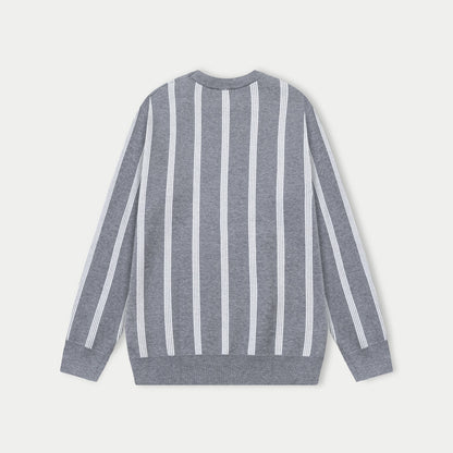 250930 New high-quality vertical striped wool round-neck sweater