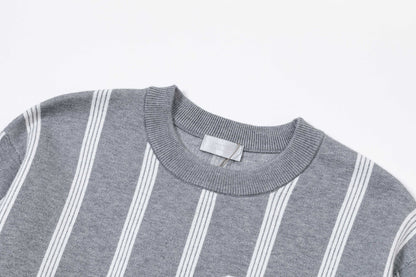 250930 New high-quality vertical striped wool round-neck sweater