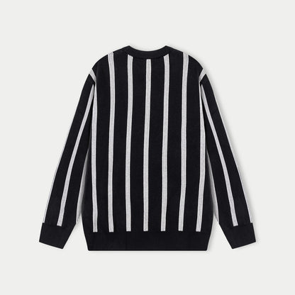 250930 New high-quality vertical striped wool round-neck sweater