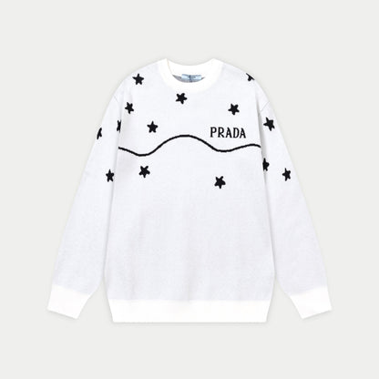 250930 new high-quality, soft, star-studded wool round-neck sweater