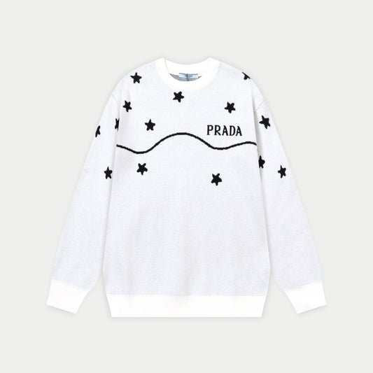 250930 new high-quality, soft, star-studded wool round-neck sweater