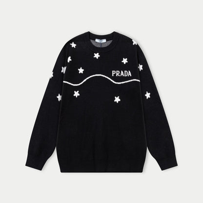 250930 new high-quality, soft, star-studded wool round-neck sweater
