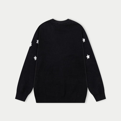 250930 new high-quality, soft, star-studded wool round-neck sweater