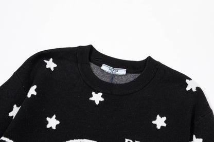 250930 new high-quality, soft, star-studded wool round-neck sweater